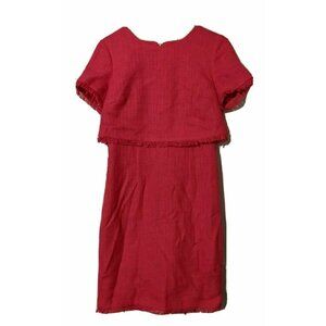 Karl Lagerfield Paris Pink‎ Knit Tweed Fringe Dress Womens Size 4 Short Sleeve